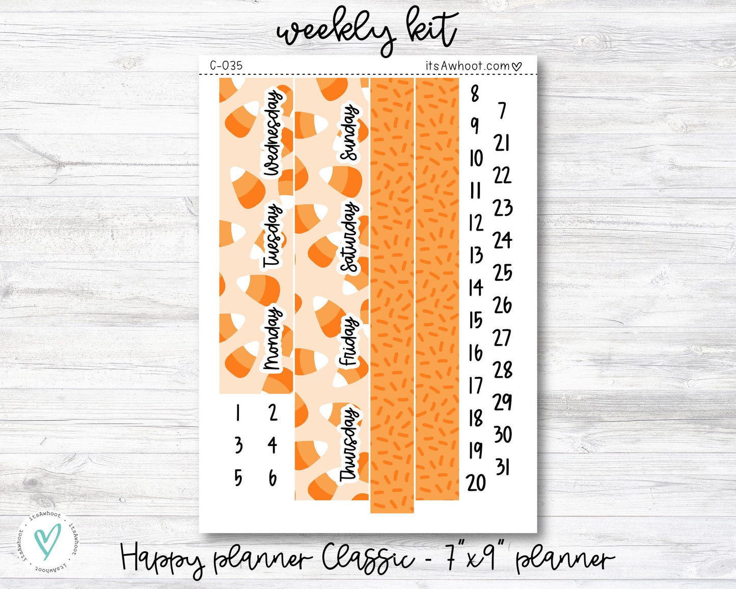 WEEKLY Kit Planner Stickers - "Boo" - Happy Planner CLASSIC / 7"x9" - Vertical (C035)