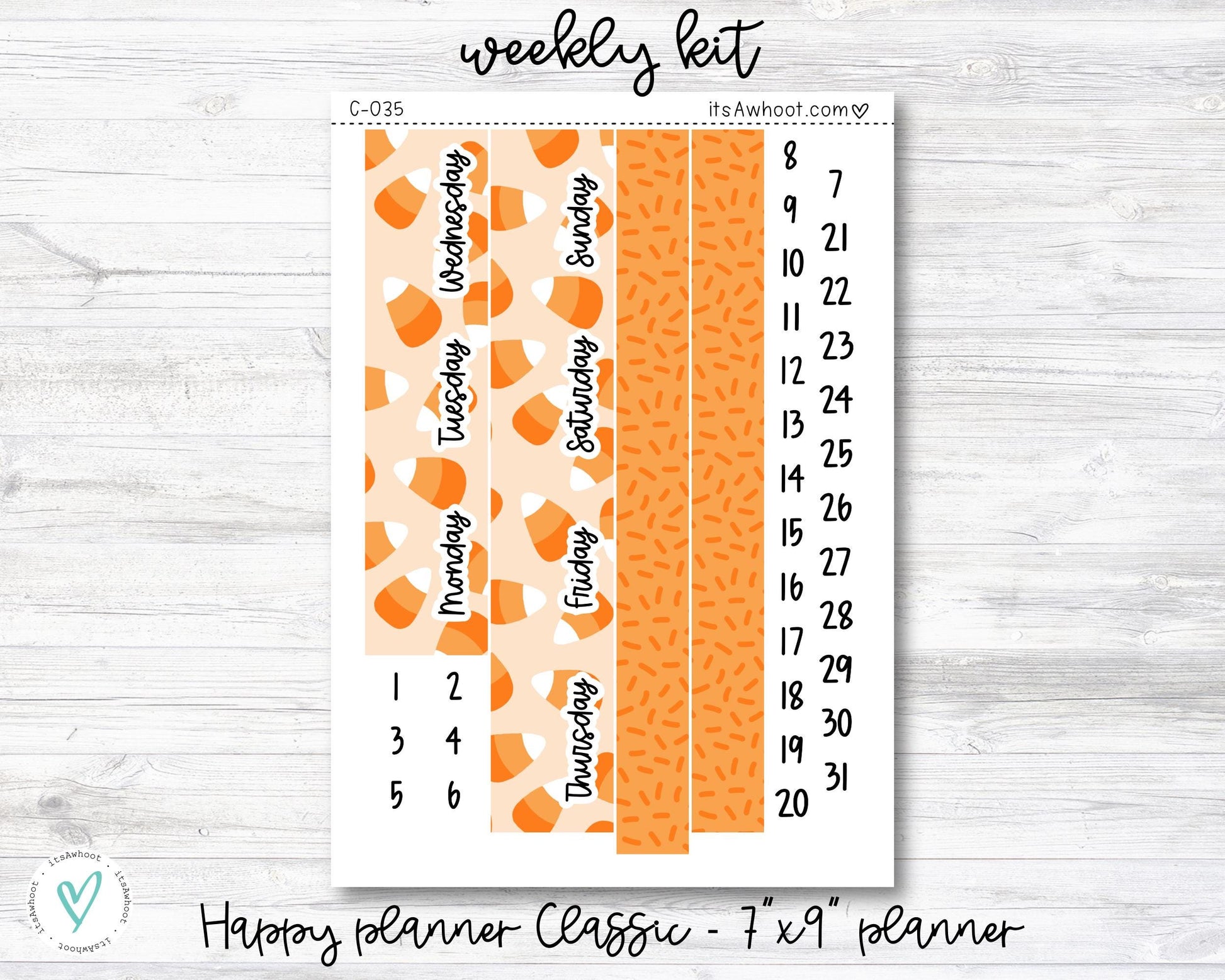 WEEKLY Kit Planner Stickers - "Boo" - Happy Planner CLASSIC / 7"x9" - Vertical (C035)