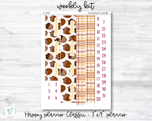 WEEKLY Kit Planner Stickers - "Fall Harvest" - Happy Planner CLASSIC / 7"x9" - Vertical (C037)