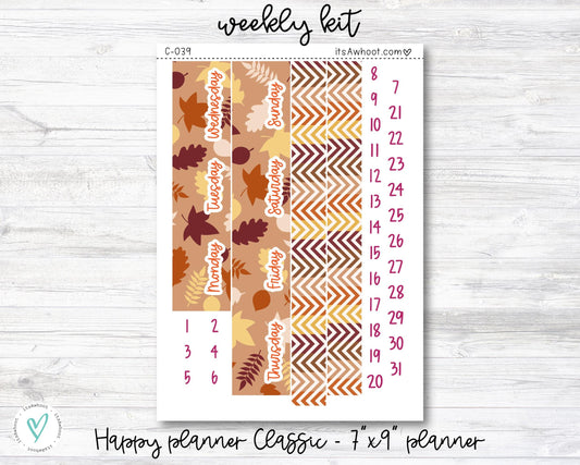 WEEKLY Kit Planner Stickers - "Fall Harvest" - Happy Planner CLASSIC / 7"x9" - Vertical (C039)