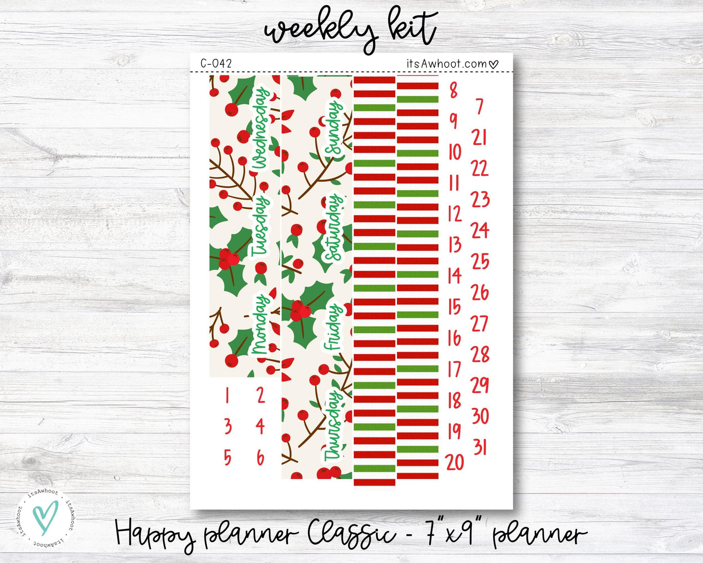 WEEKLY Kit Planner Stickers - "All I want for Christmas" - Happy Planner CLASSIC / 7"x9" - Vertical (C042)