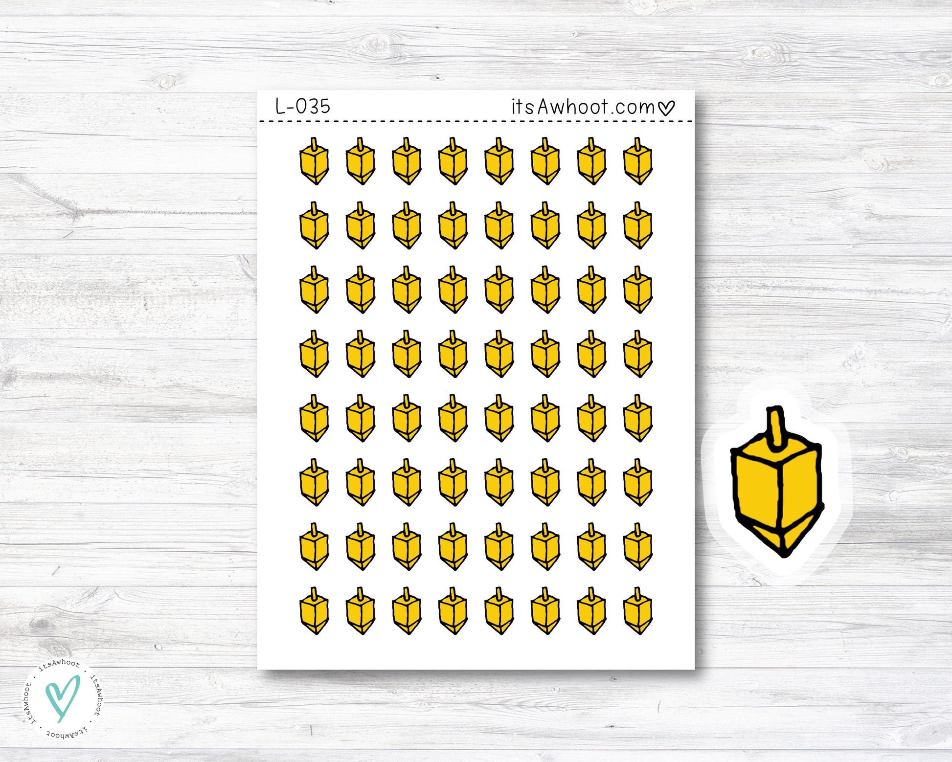 Dreidel Stickers - SMALL DECO SHEET .5" Stickers (L035)