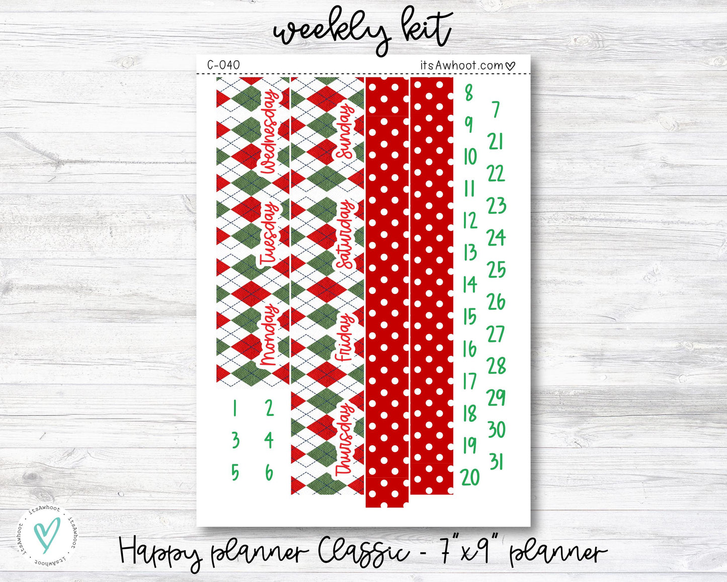 WEEKLY Kit Planner Stickers - "All I want for Christmas" - Happy Planner CLASSIC / 7"x9" - Vertical (C040)