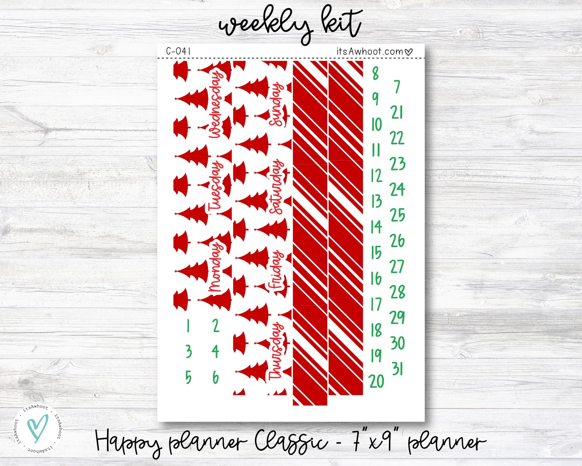 WEEKLY Kit Planner Stickers - "All I want for Christmas" - Happy Planner CLASSIC / 7"x9" - Vertical (C041)