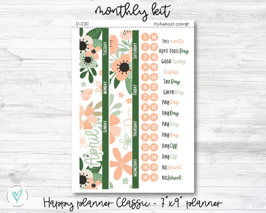 MONTHLY Kit Planner Stickers - APRIL "Spring Fever" - Happy Planner CLASSIC / 7"x9" (D030)