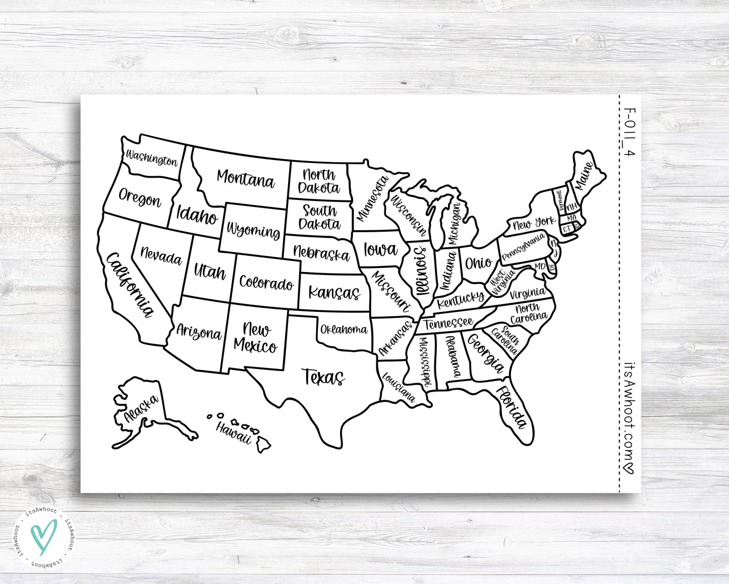 Places I've... USA United States Tracker Map Sticker - Dashboard Sticker (F011)