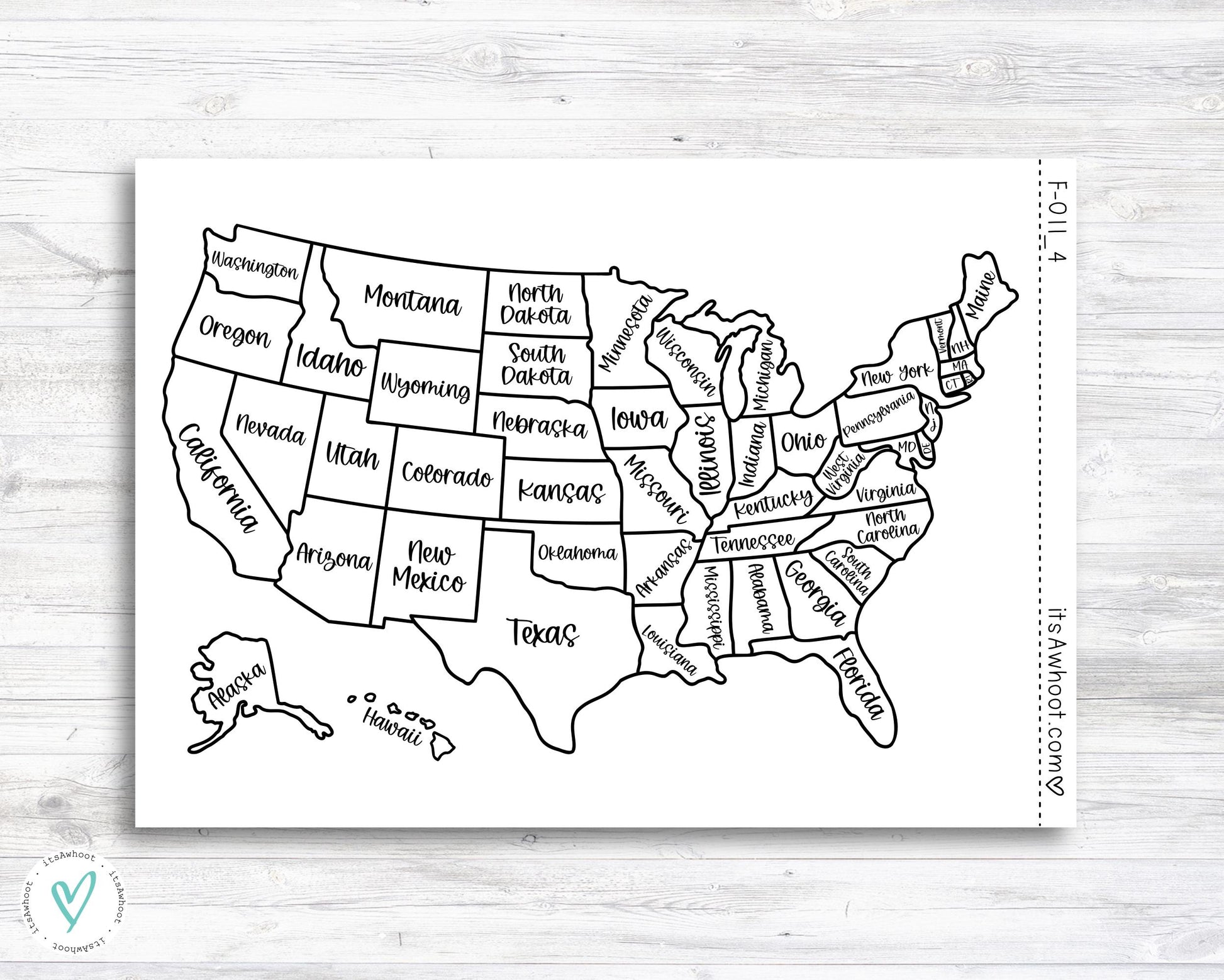 Places I've... USA United States Tracker Map Sticker - Dashboard Sticker (F011)