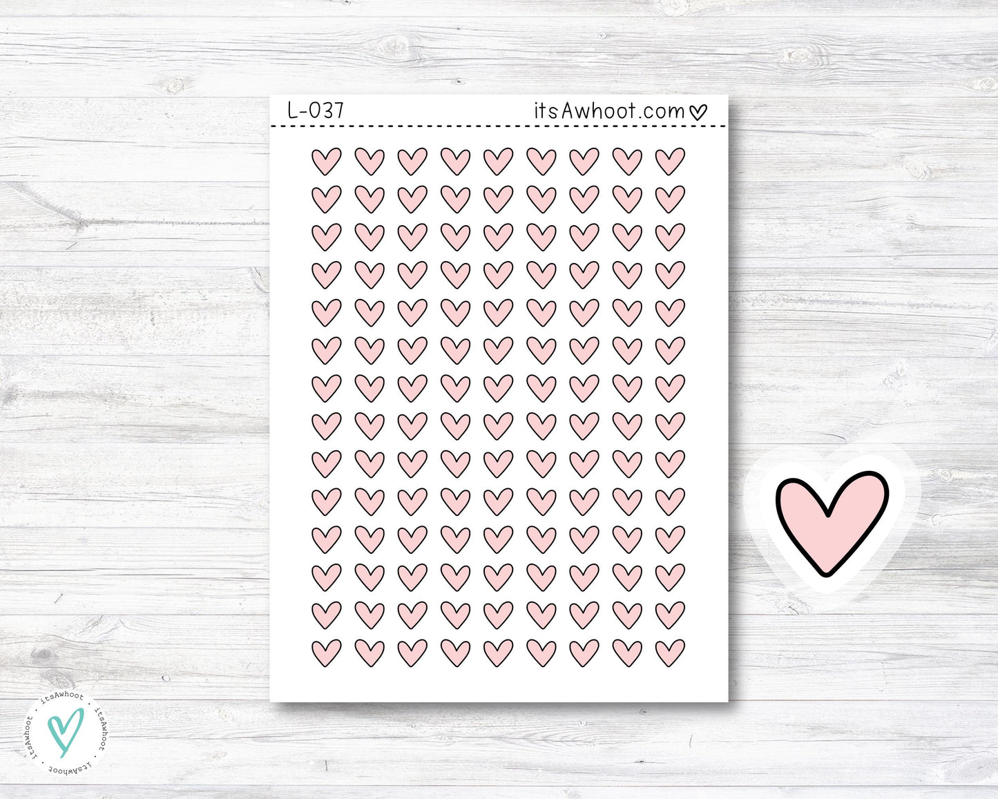 Heart Planner Stickers - SMALL DECO SHEET .3" Stickers (L037)