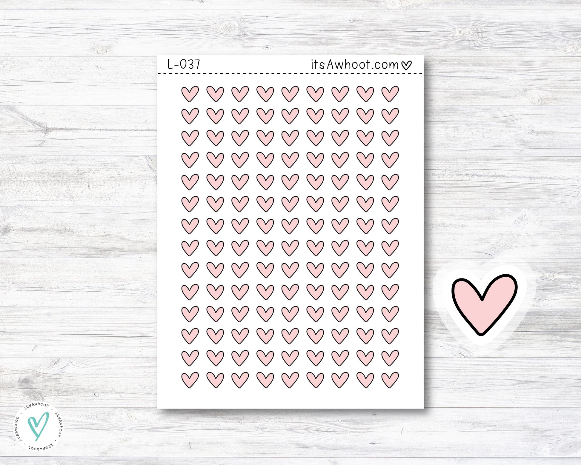 Heart Planner Stickers - SMALL DECO SHEET .3" Stickers (L037)