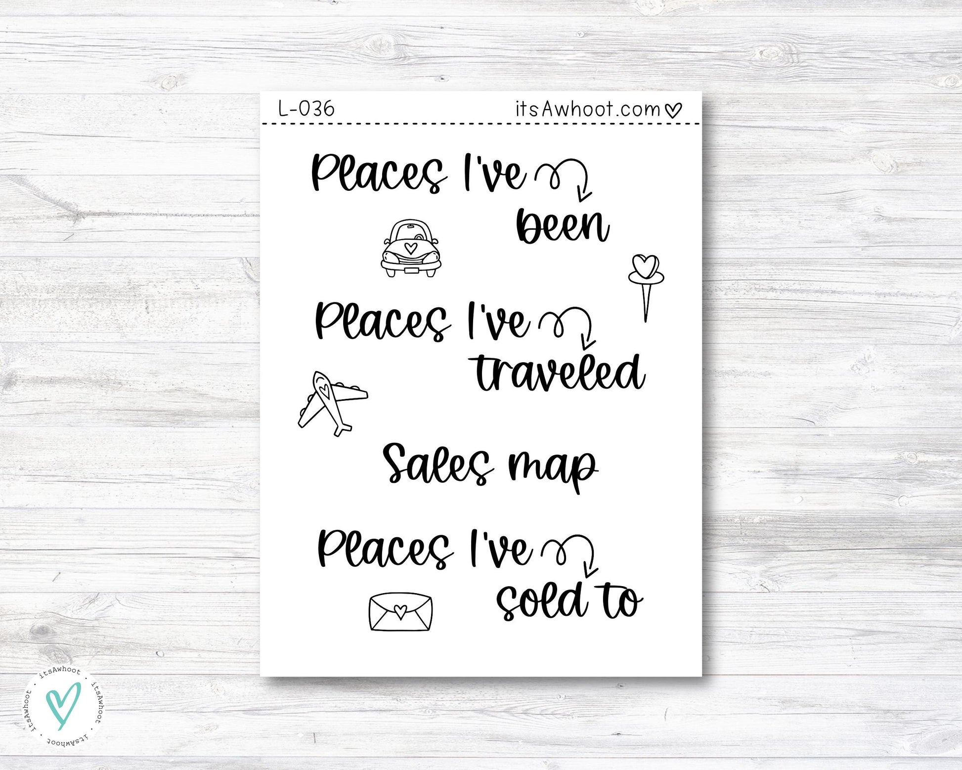 Places I've... USA United States Tracker Map Sticker - Dashboard Sticker (F011)