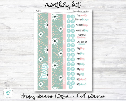 MONTHLY Kit Planner Stickers - MAY "Love, Mom" - Happy Planner CLASSIC / 7"x9" (D031)