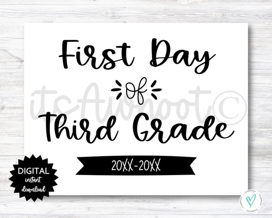 First Day of Third Grade Sign - 2025-2026 School Year - PRINTABLE (N022_3)