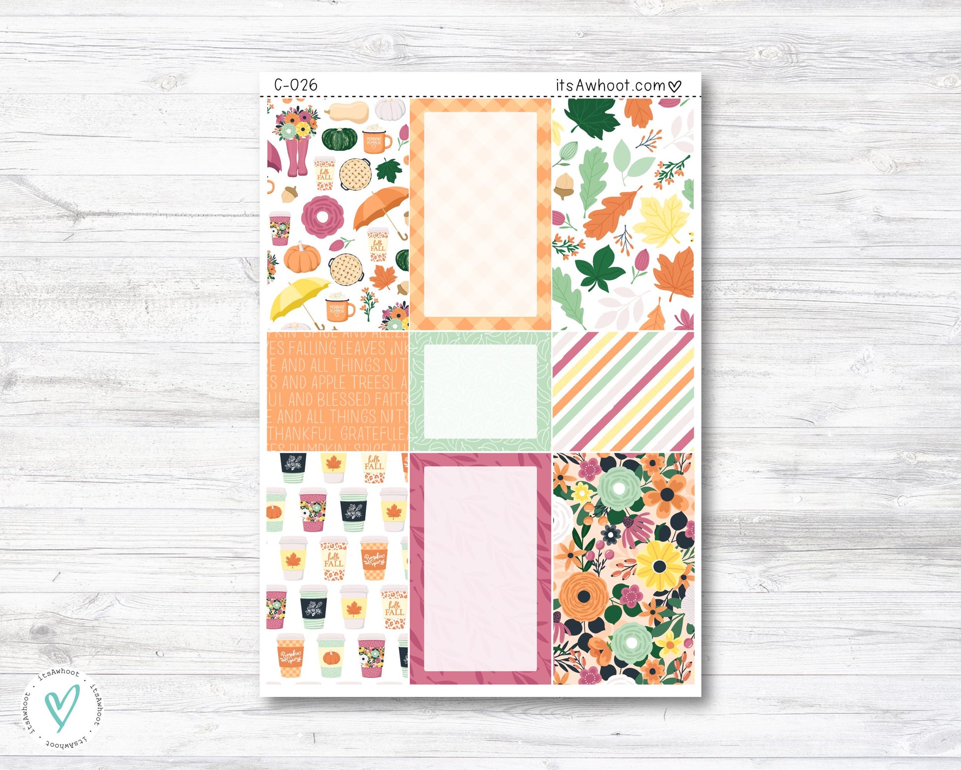 WEEKLY Kit Planner Stickers - "Pumpkin Spice" - Happy Planner CLASSIC - Vertical (C006)