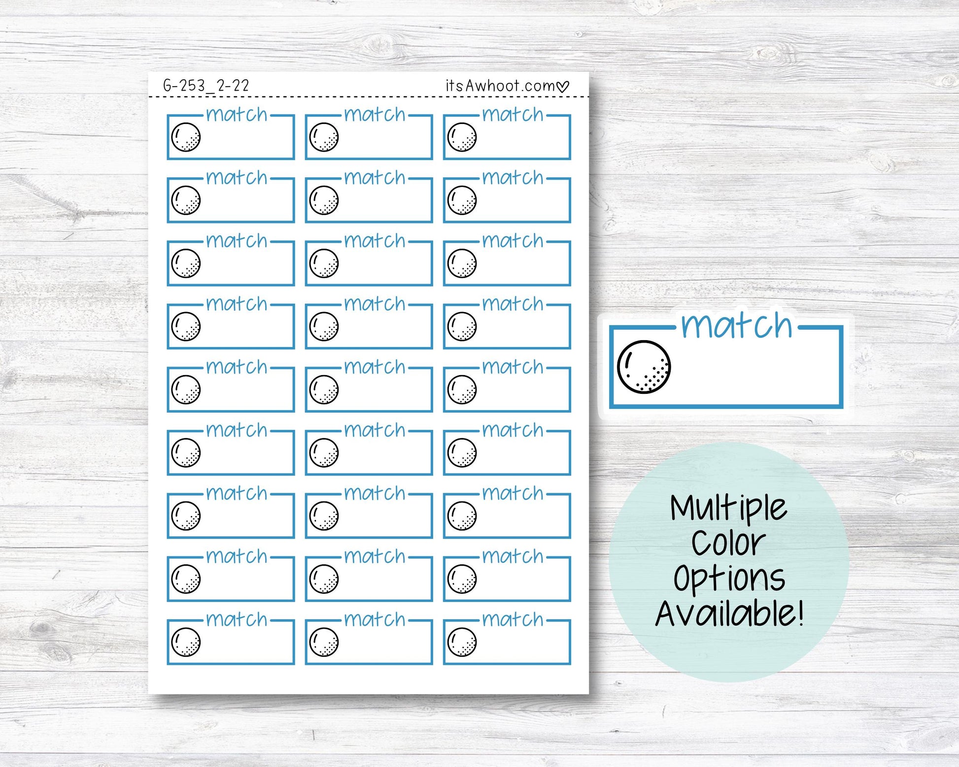 Golf Match Script Box Label Planner Stickers (G253_2)