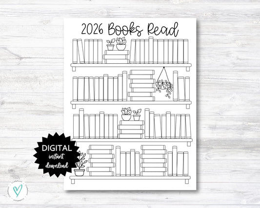 2026 Books Read Printable, Reading Tracker, Bookshelf Printable - PRINTABLE (N038_3)