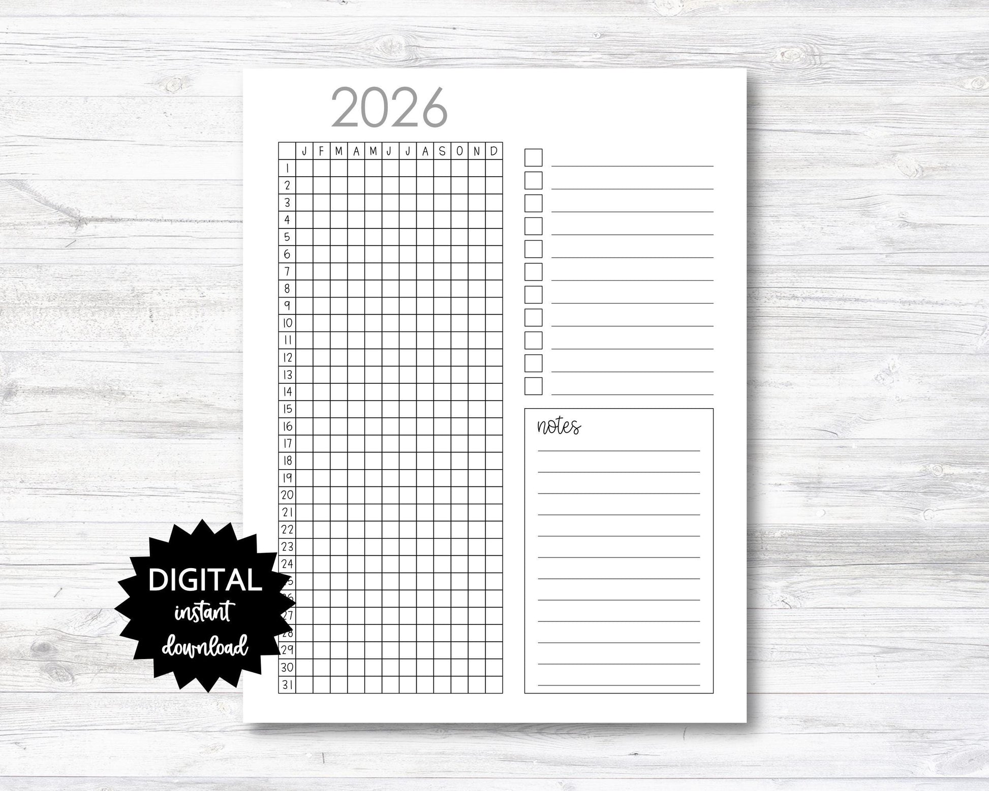 2024 Year/Month Habit Tracker Printable, Habit Tracker, Digital Download Habit Tracker - PRINTABLE (N020_3)