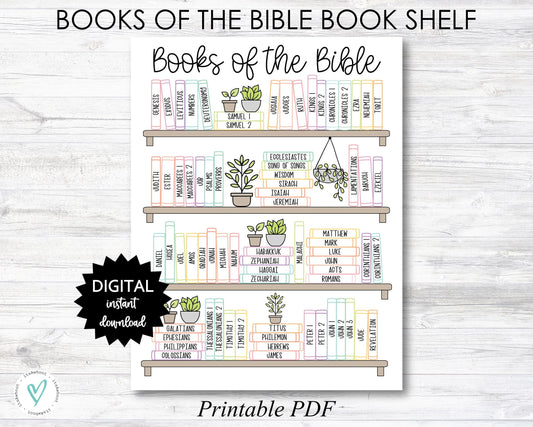 Books of the CATHOLIC Bible Book Shelf tracker, Bible Books Coloring Page - CATHOLIC Version - Color - PRINTABLE (N055_2)