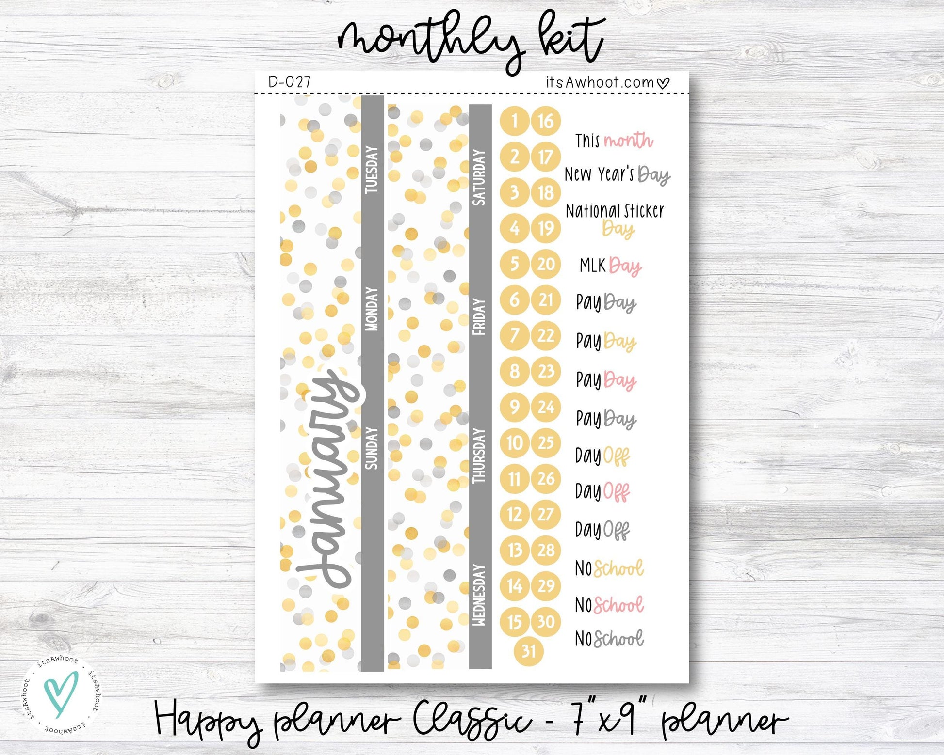 WEEKLY Kit Planner Stickers - O'March - Happy Planner CLASSIC - Vertical/7x9" Planner (C022)