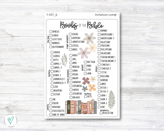 Books of the Bible Checklist Sticker, Books of the Bible Tracker - Sorted by GENRE (F007_6)
