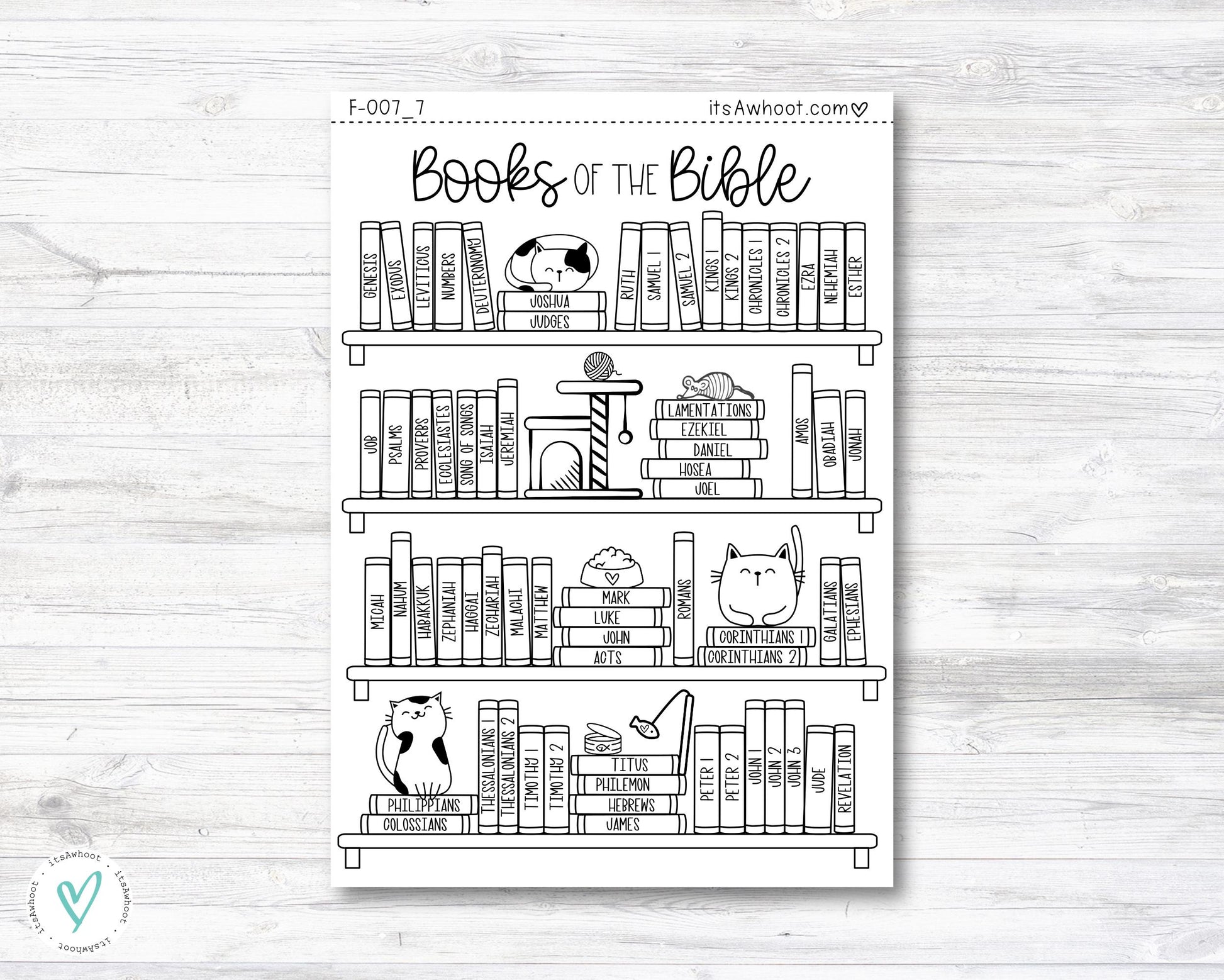 Books of the Bible Checklist Sticker, Books of the Bible Tracker - CAT (F007_7)