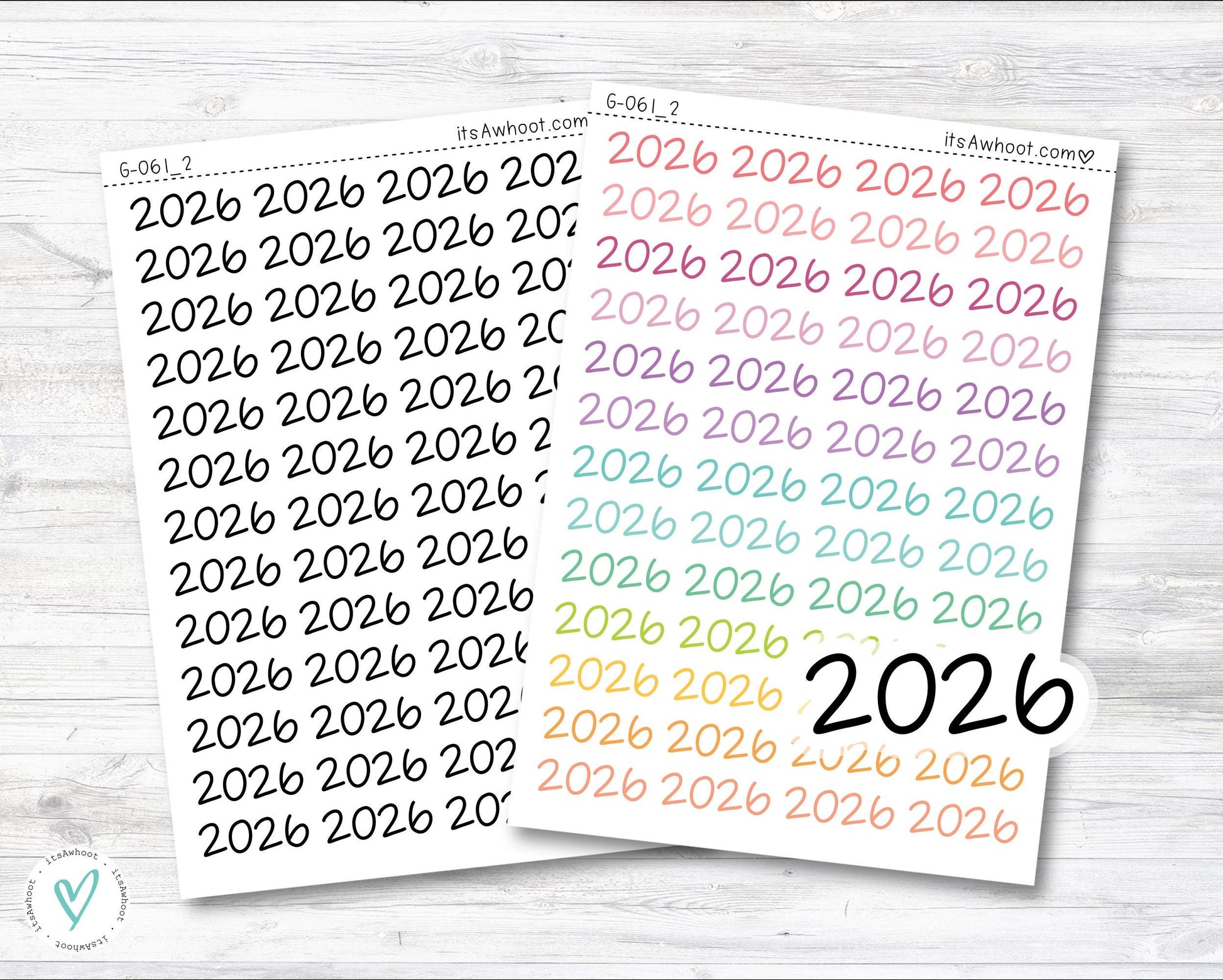 Year Script Planner Stickers - 2022 (G061_2)