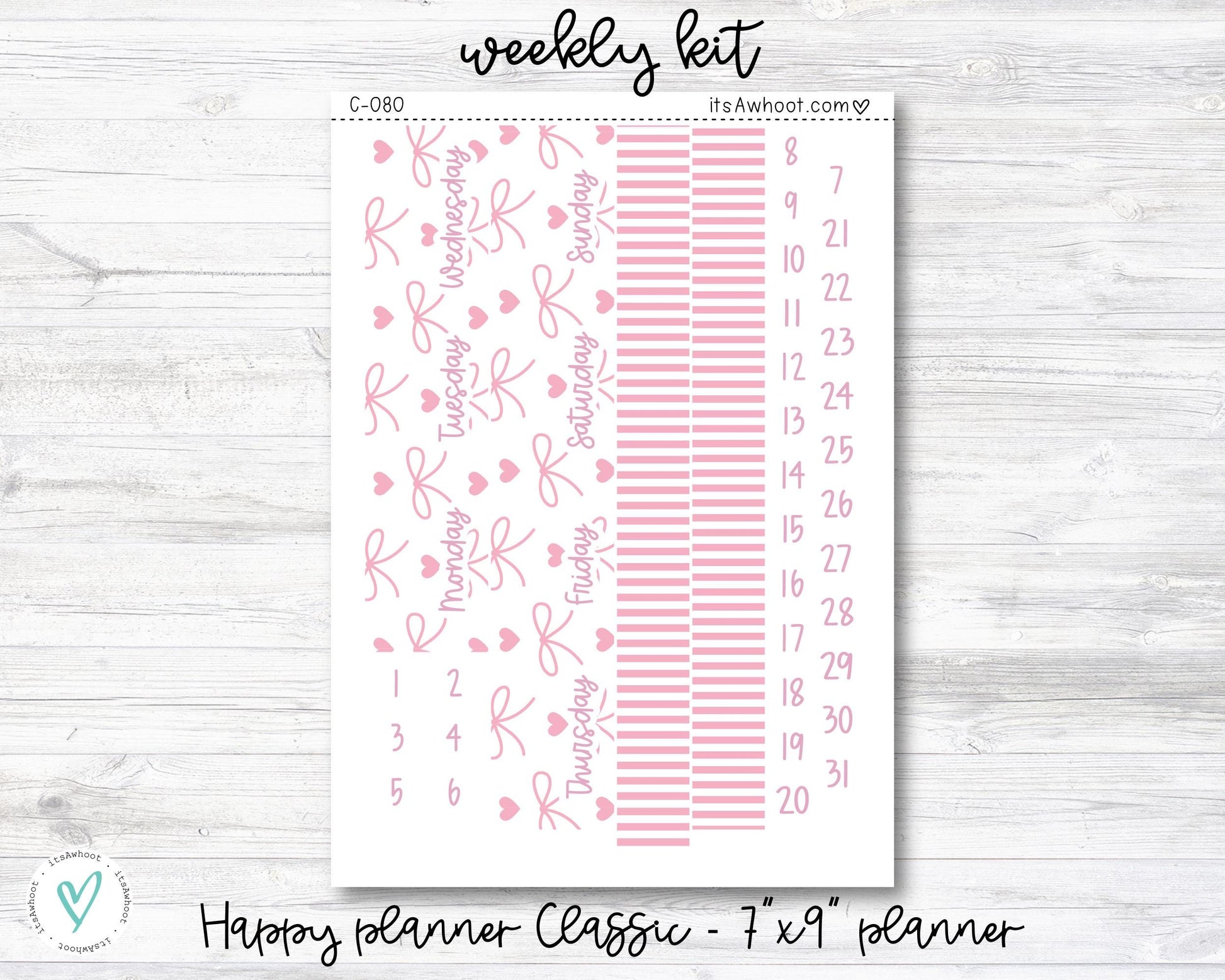 WEEKLY Kit Planner Stickers - "Pinkie Promise" - Happy Planner CLASSIC / 7"x9" - Vertical (C080)