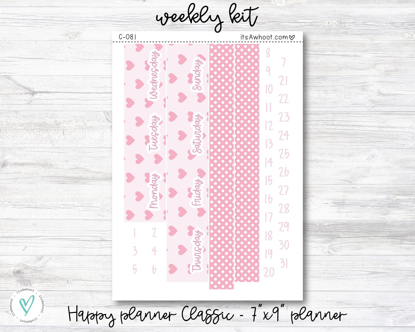 WEEKLY Kit Planner Stickers - "Pinkie Promise" - Happy Planner CLASSIC / 7"x9" - Vertical (C081)