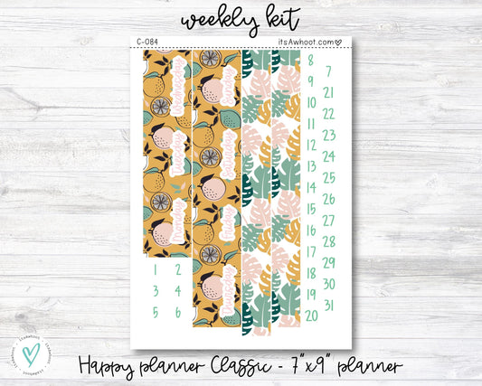 WEEKLY Kit Planner Stickers - "Tropical Fruit Summer" - Happy Planner CLASSIC / 7"x9" - Vertical (C084)
