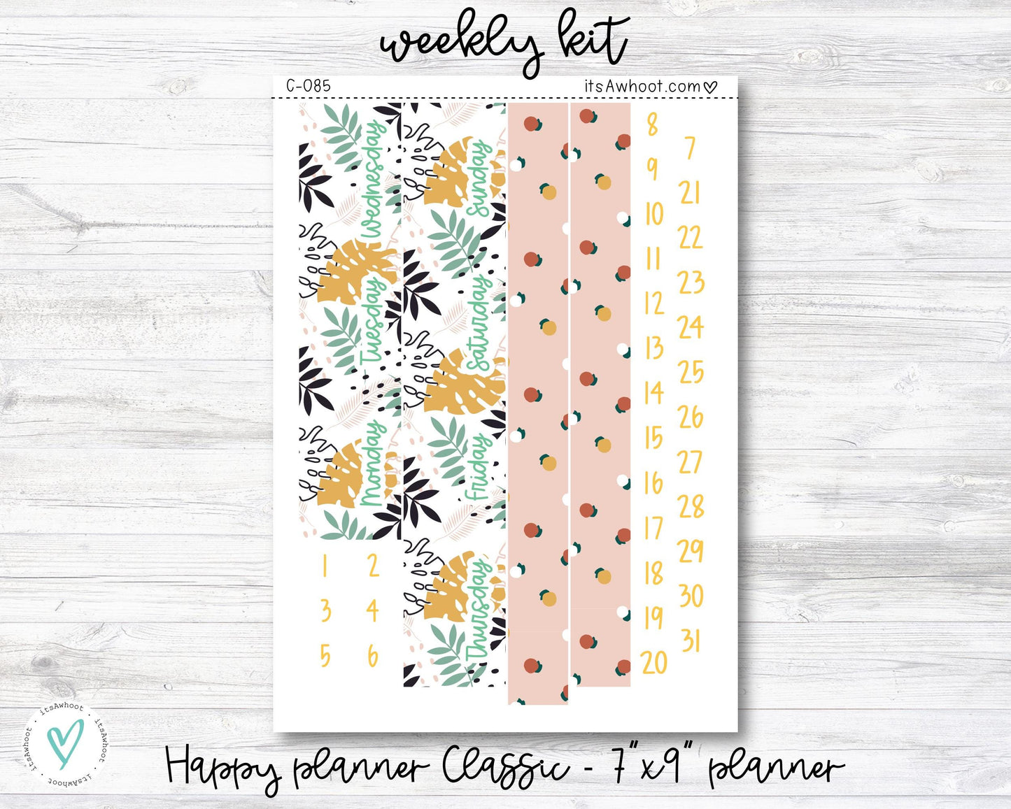 WEEKLY Kit Planner Stickers - "Tropical Fruit Summer" - Happy Planner CLASSIC / 7"x9" - Vertical (C085)