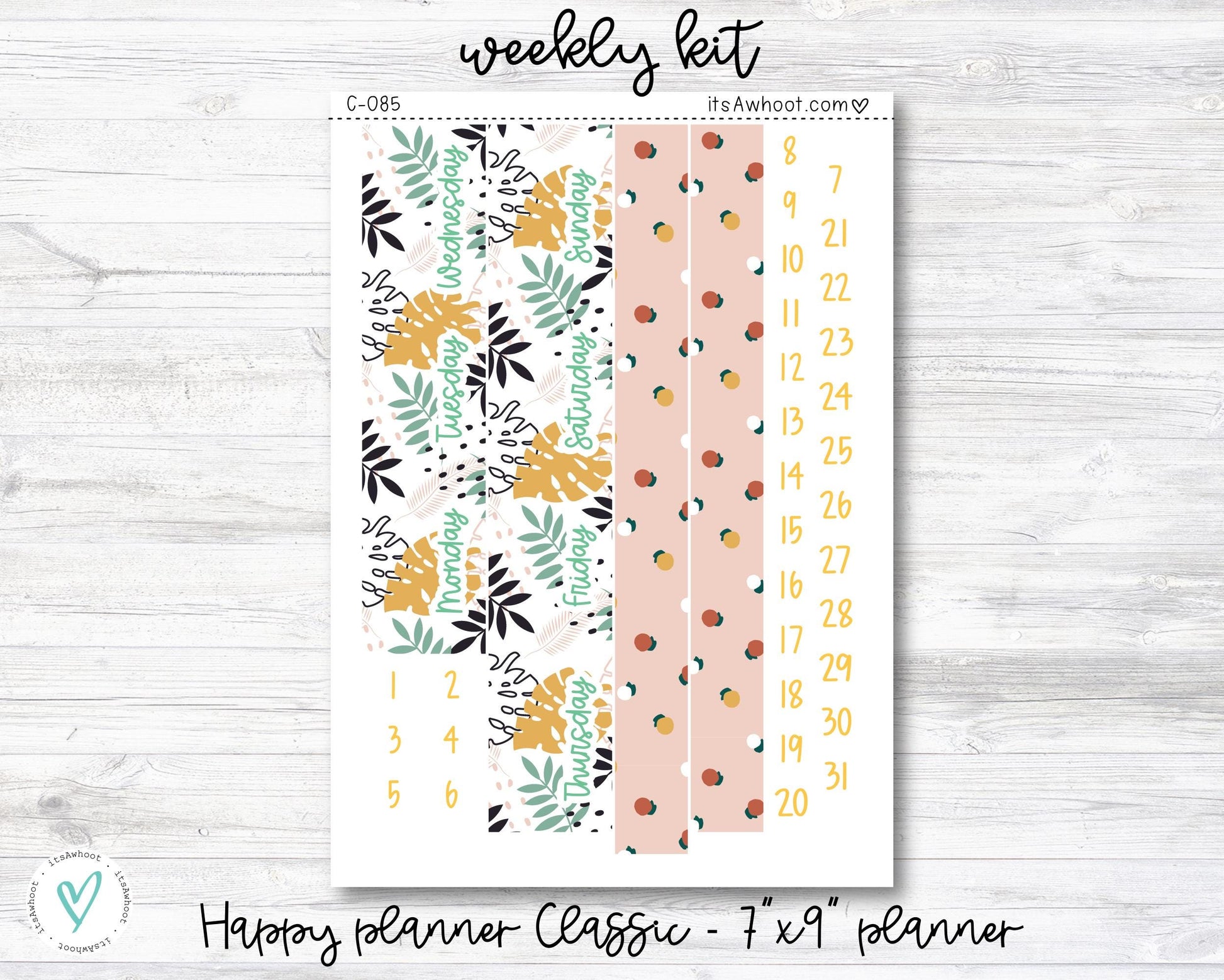 WEEKLY Kit Planner Stickers - "Tropical Fruit Summer" - Happy Planner CLASSIC / 7"x9" - Vertical (C085)