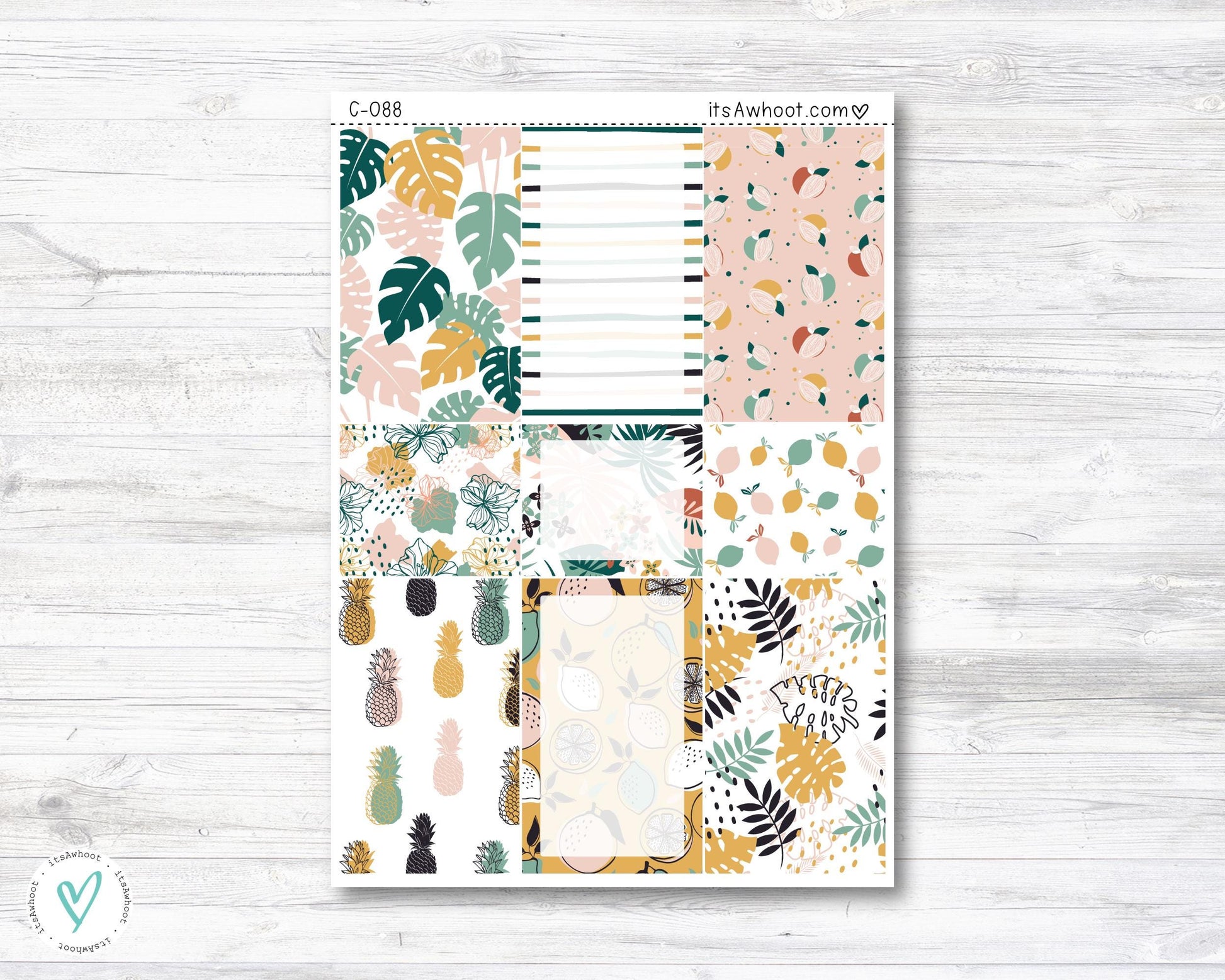WEEKLY Kit Planner Stickers - "Tropical Fruit Summer" - Happy Planner CLASSIC - Vertical (C002)