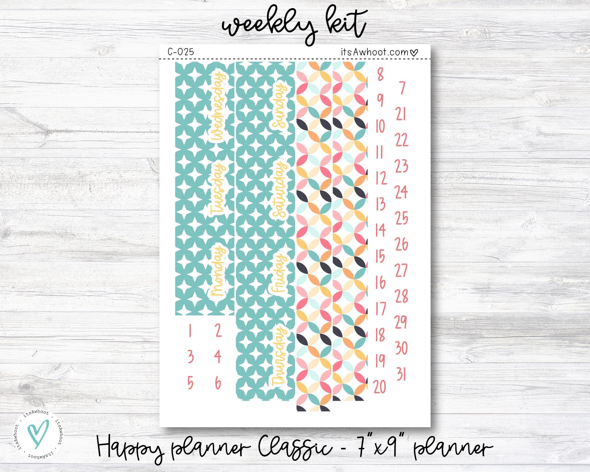 WEEKLY Kit Planner Stickers - "Retro Vibes" - Happy Planner CLASSIC / 7"x9" - Vertical (C025)