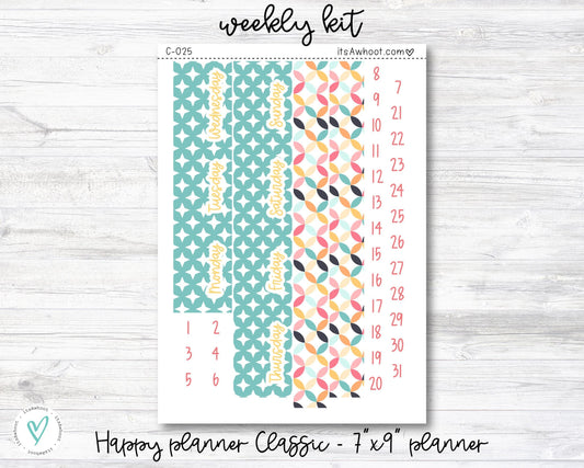 WEEKLY Kit Planner Stickers - "Retro Vibes" - Happy Planner CLASSIC / 7"x9" - Vertical (C025)