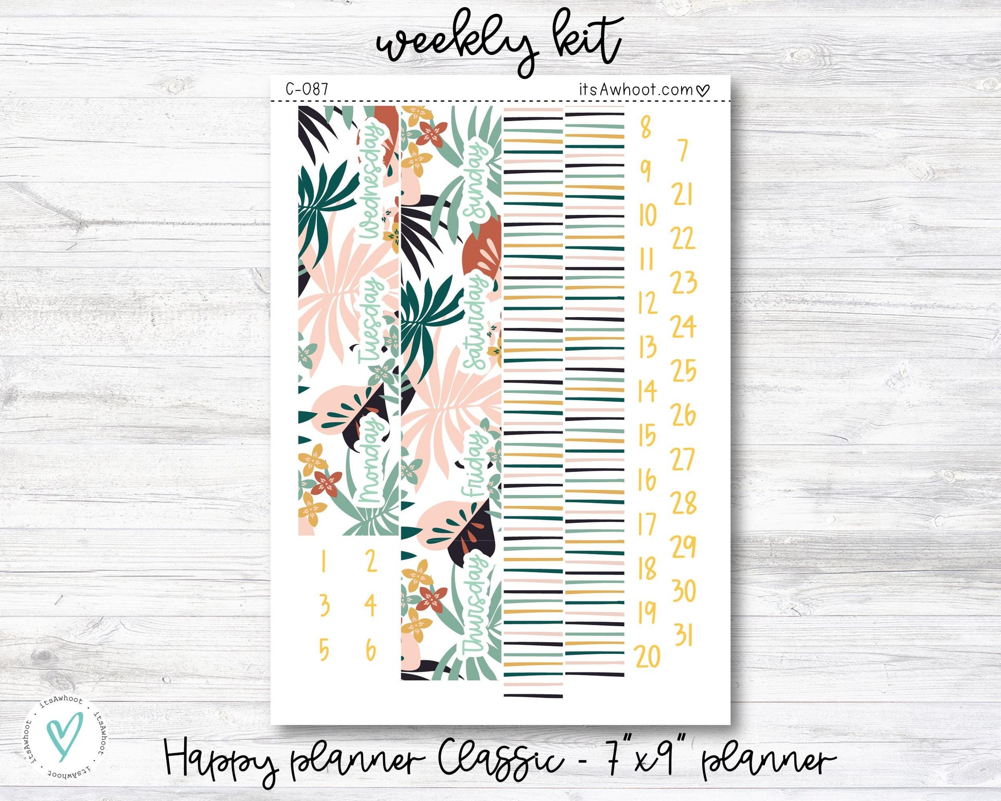 WEEKLY Kit Planner Stickers - "Tropical Fruit Summer" - Happy Planner CLASSIC / 7"x9" - Vertical (C087)
