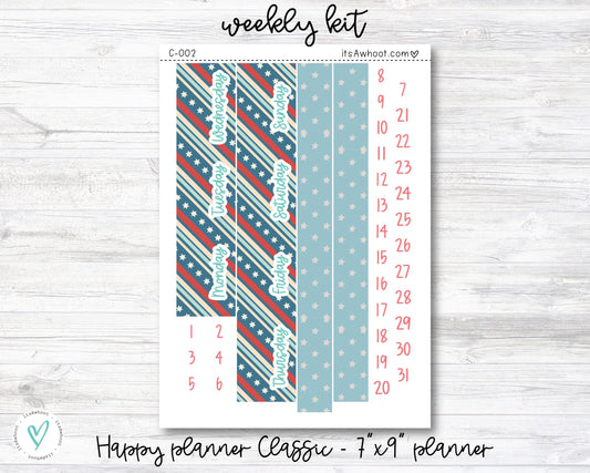 WEEKLY Kit Planner Stickers - "Merica" - Happy Planner CLASSIC / 7"x9" - Vertical (C002)