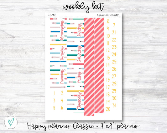 WEEKLY Kit Planner Stickers - "Back to School" - Happy Planner CLASSIC / 7"x9" - Vertical (C090)