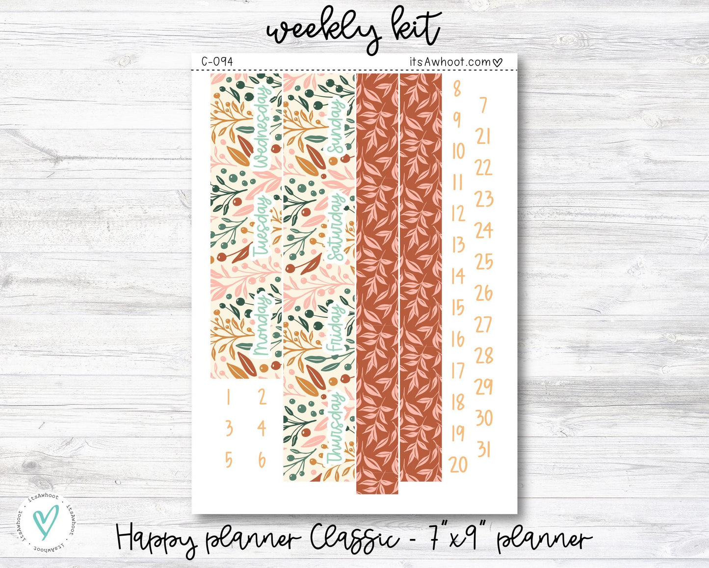 WEEKLY Kit Planner Stickers - "Boho Fall" - Happy Planner CLASSIC / 7"x9" - Vertical (C094)