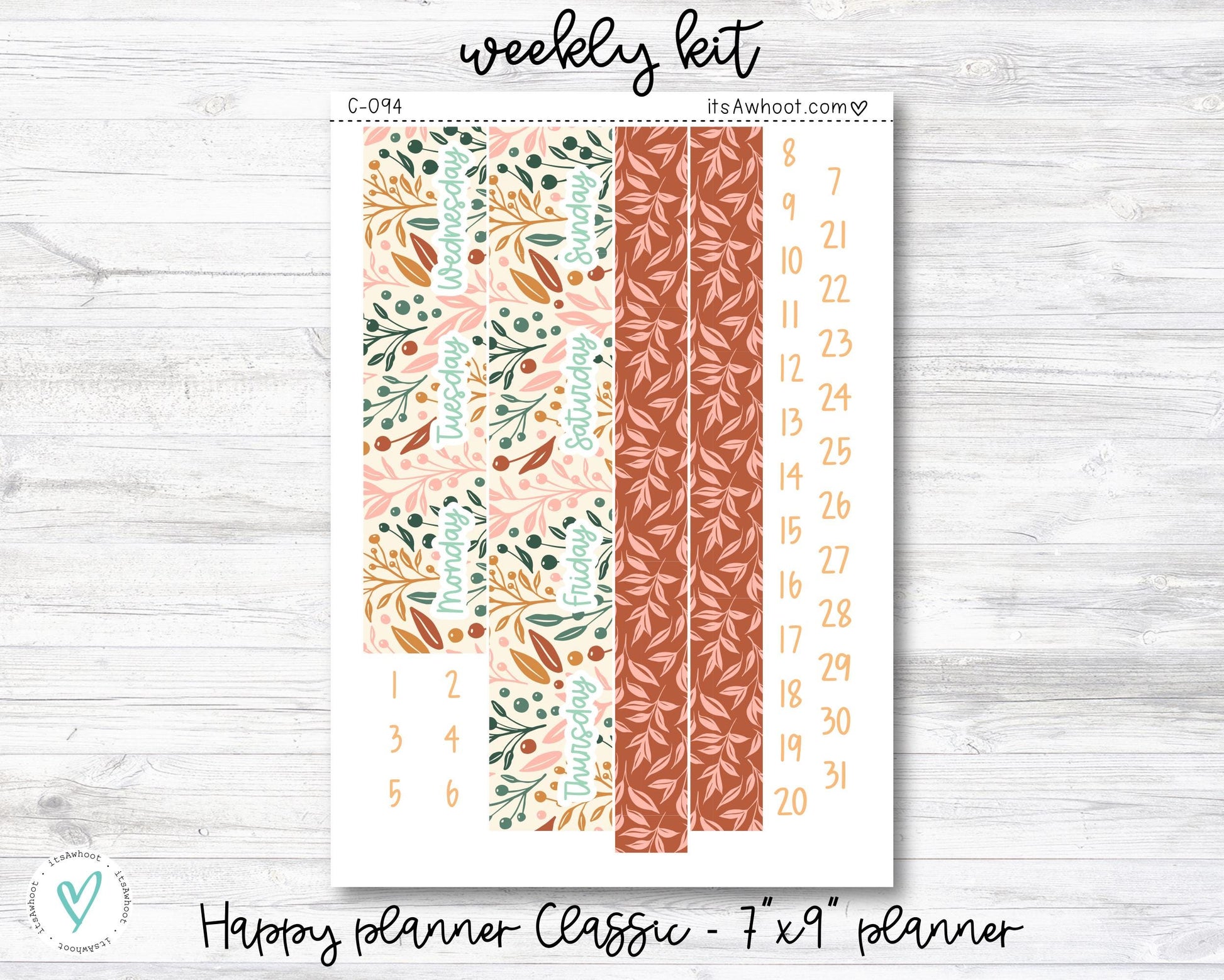 WEEKLY Kit Planner Stickers - "Boho Fall" - Happy Planner CLASSIC / 7"x9" - Vertical (C094)
