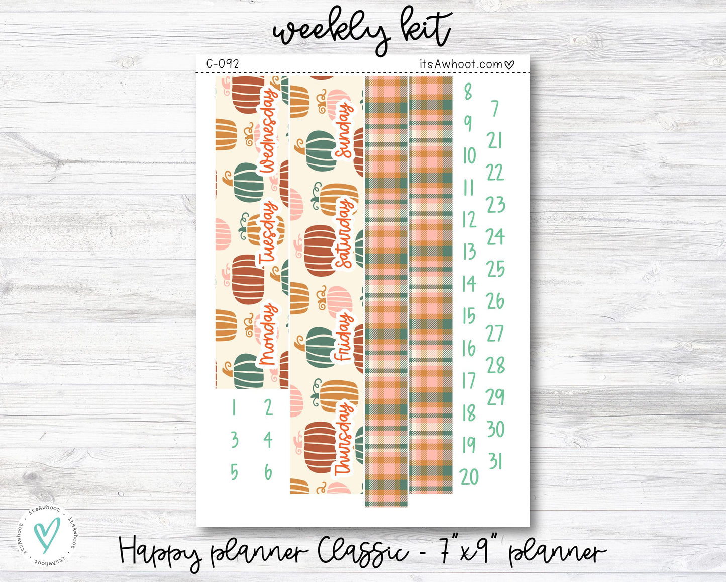 WEEKLY Kit Planner Stickers - "Boho Fall" - Happy Planner CLASSIC / 7"x9" - Vertical (C092)