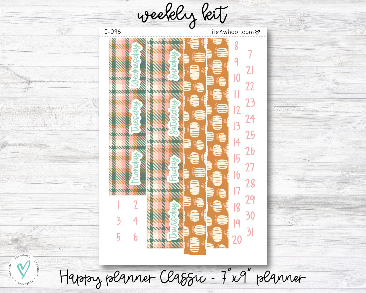 WEEKLY Kit Planner Stickers - "Boho Fall" - Happy Planner CLASSIC / 7"x9" - Vertical (C095)