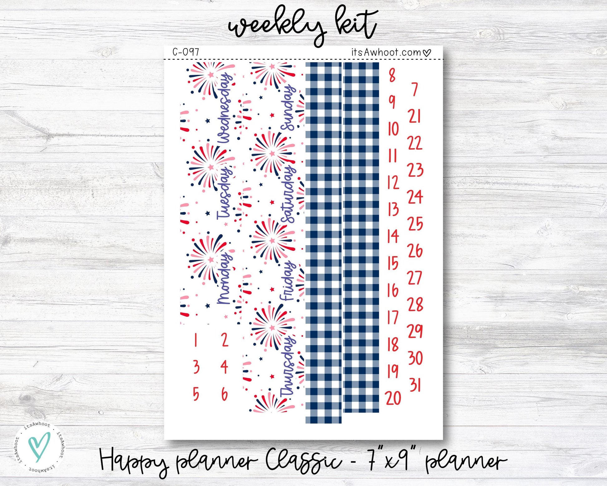 WEEKLY Kit Planner Stickers - "Sparklers & Bows" - Happy Planner CLASSIC / 7"x9" - Vertical (C097)