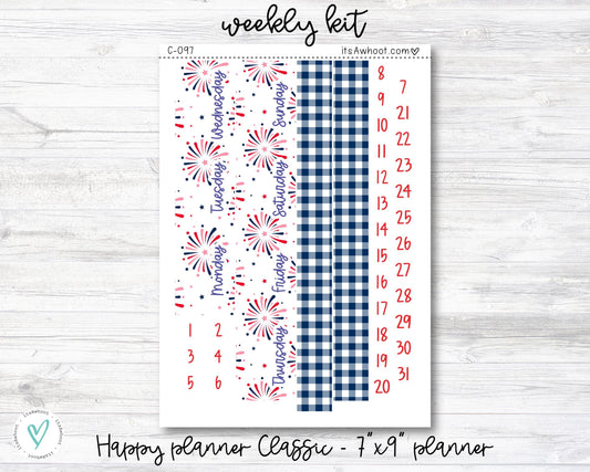 WEEKLY Kit Planner Stickers - "Sparklers & Bows" - Happy Planner CLASSIC / 7"x9" - Vertical (C097)