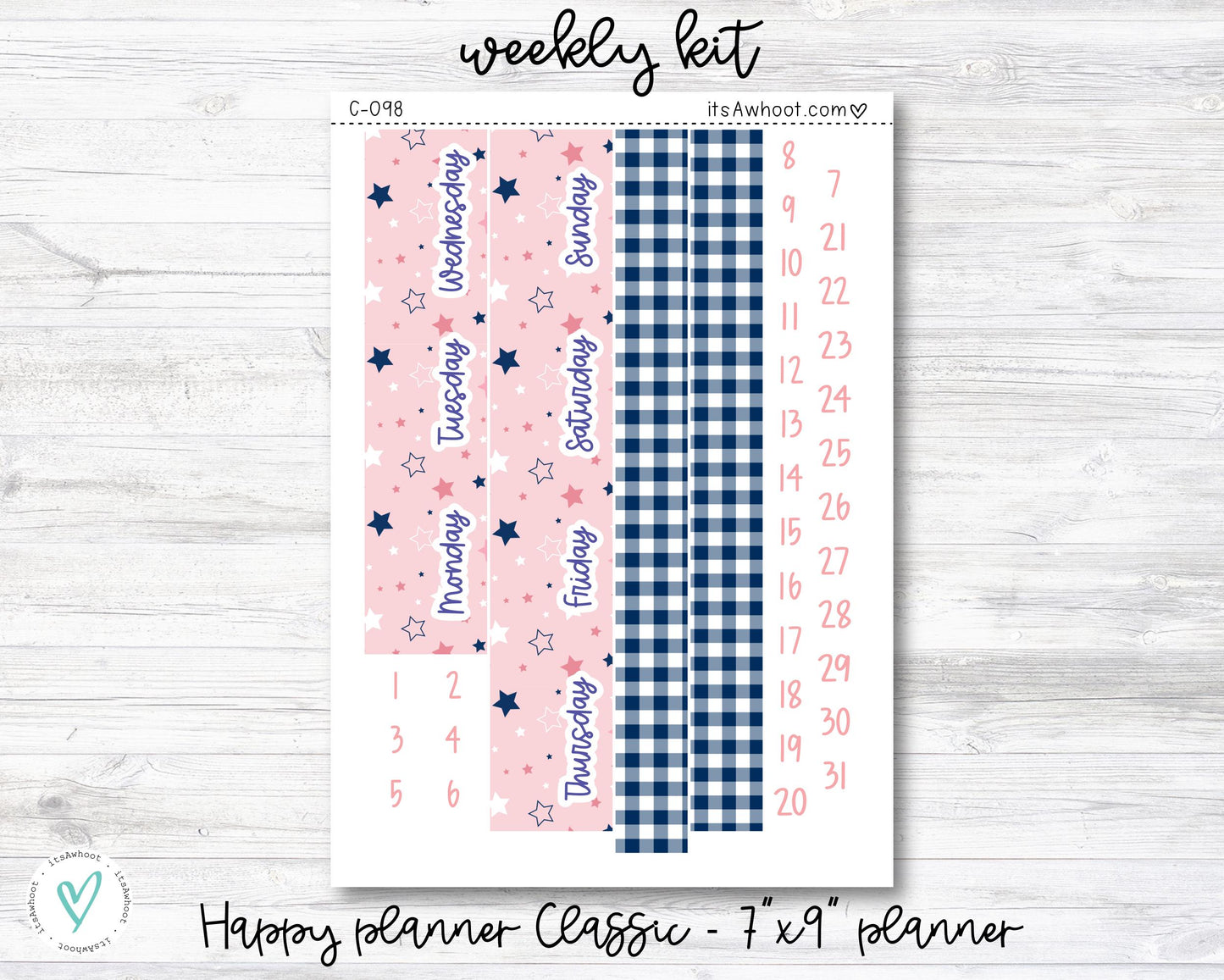 WEEKLY Kit Planner Stickers - "Sparklers & Bows" - Happy Planner CLASSIC / 7"x9" - Vertical (C098)