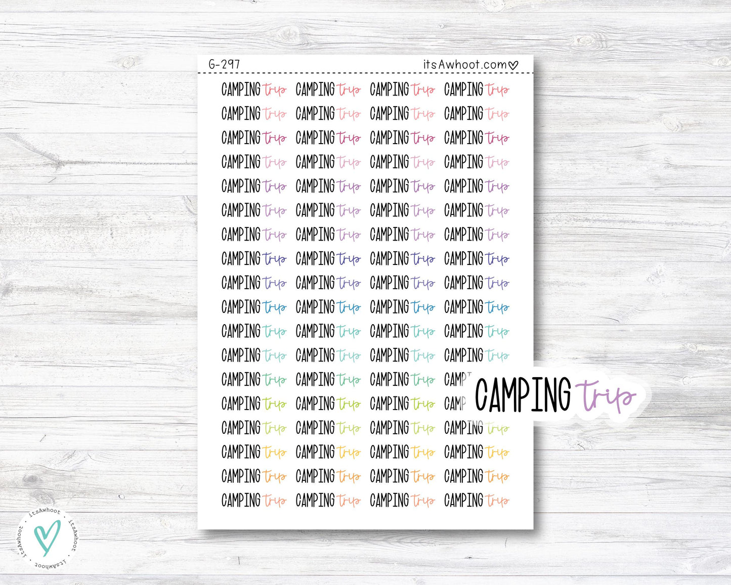 Camping Trip Script Planner Stickers (G297)