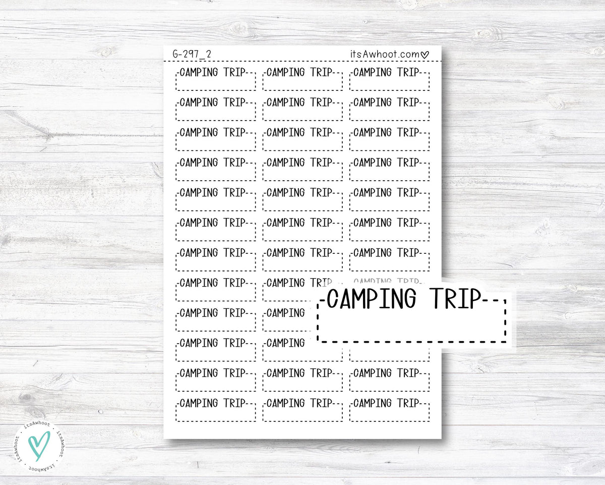Camping Trip Planner Stickers, Quarter Box Label Planner Stickers (G297_2)