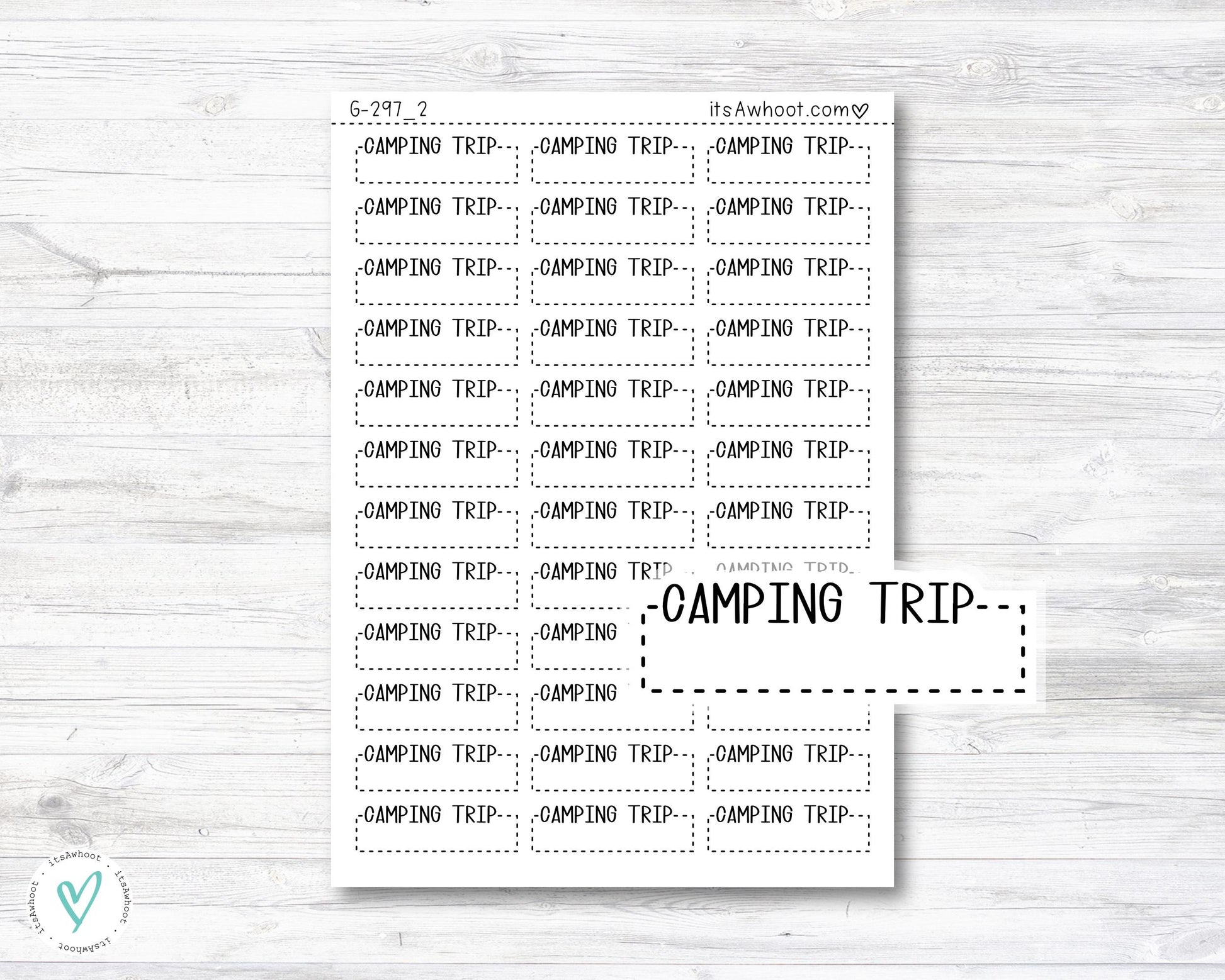 Camping Trip Planner Stickers, Quarter Box Label Planner Stickers (G297_2)