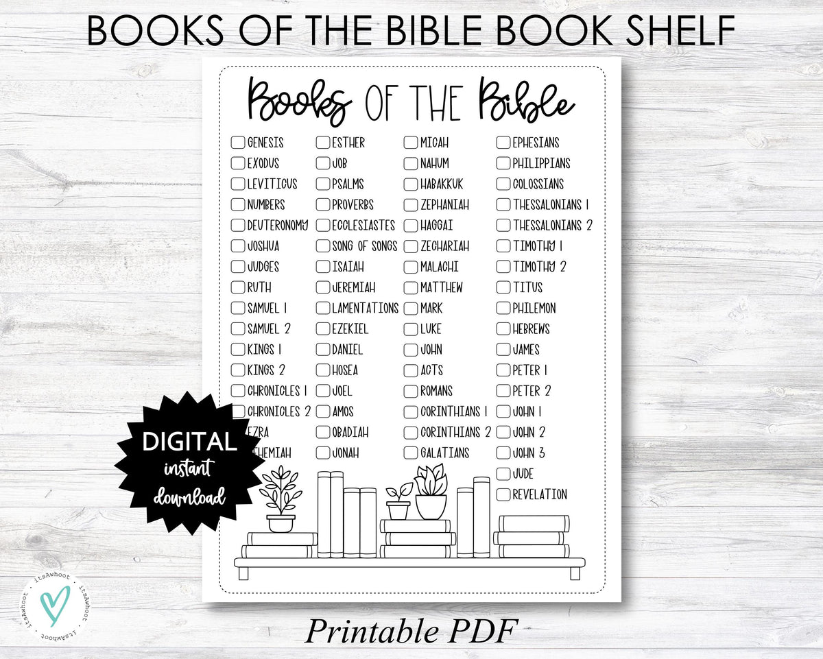 Books of the Bible Checklist tracker, Bible Books Coloring Page - PRINTABLE (N055_6)