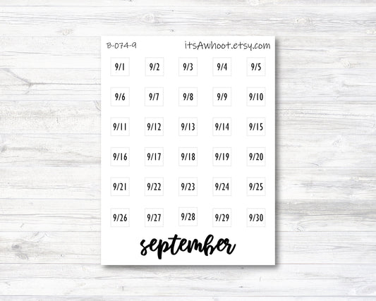 September Calendar Date Stickers (B074-9)