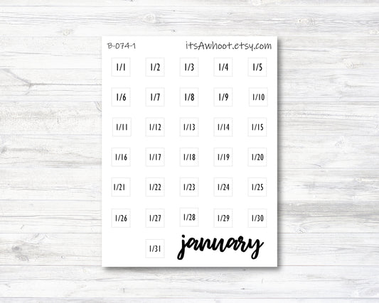 January Calendar Date Stickers (B074-1)