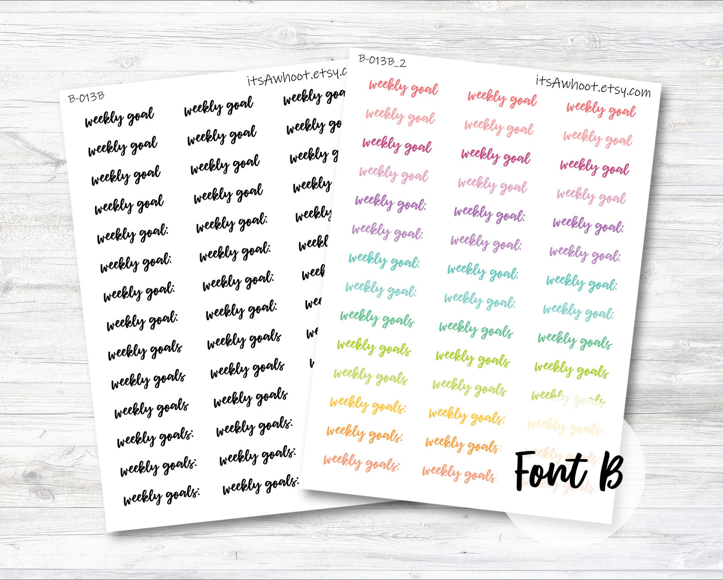 Weekly Goals Stickers, Weekly Goals Script Stickers (B013)